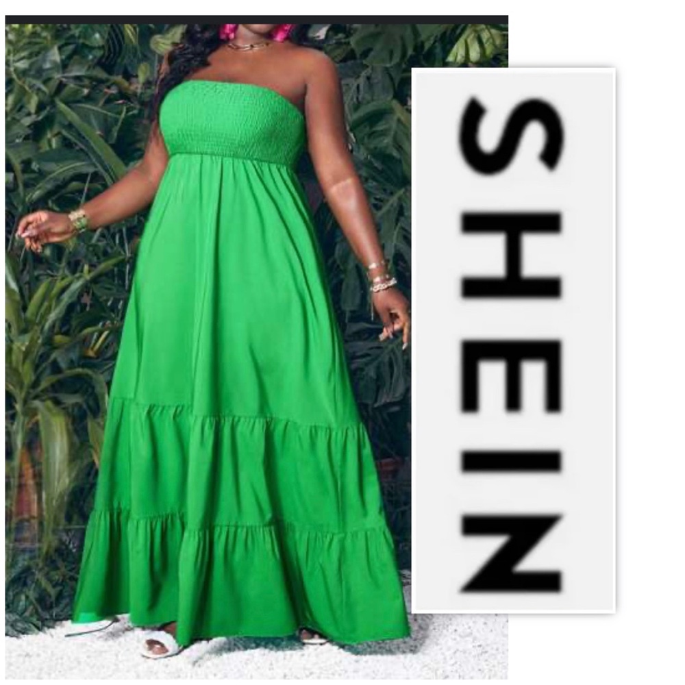 SHEIN Emerald Strapless Tiered Maxi Dress